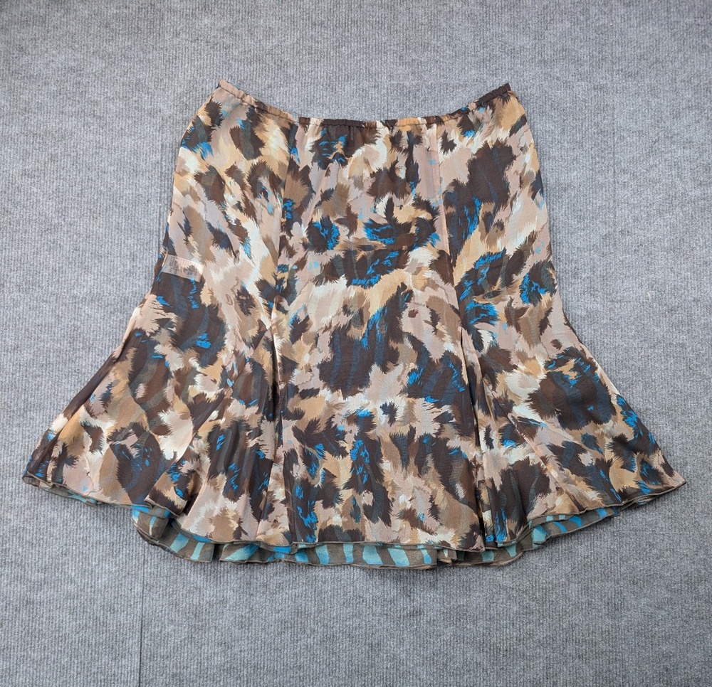 Nygard Collection Reversible Silk Skirt Womens Medium Petite Animal Print Flirty